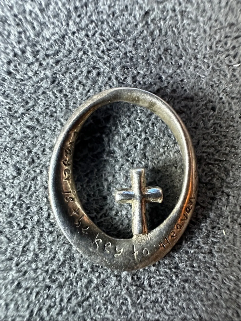 Sterling Silver Cross Oval Pendant in Silver